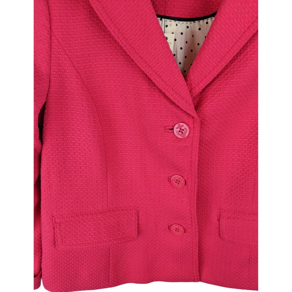 TALBOTS Bright Raspberry Pink Textured 3 Button Blazer Jacket NWT 2 Petite - Picture 2 of 5